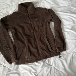 brown columbia zip up fleece jacket zip up pockets medium